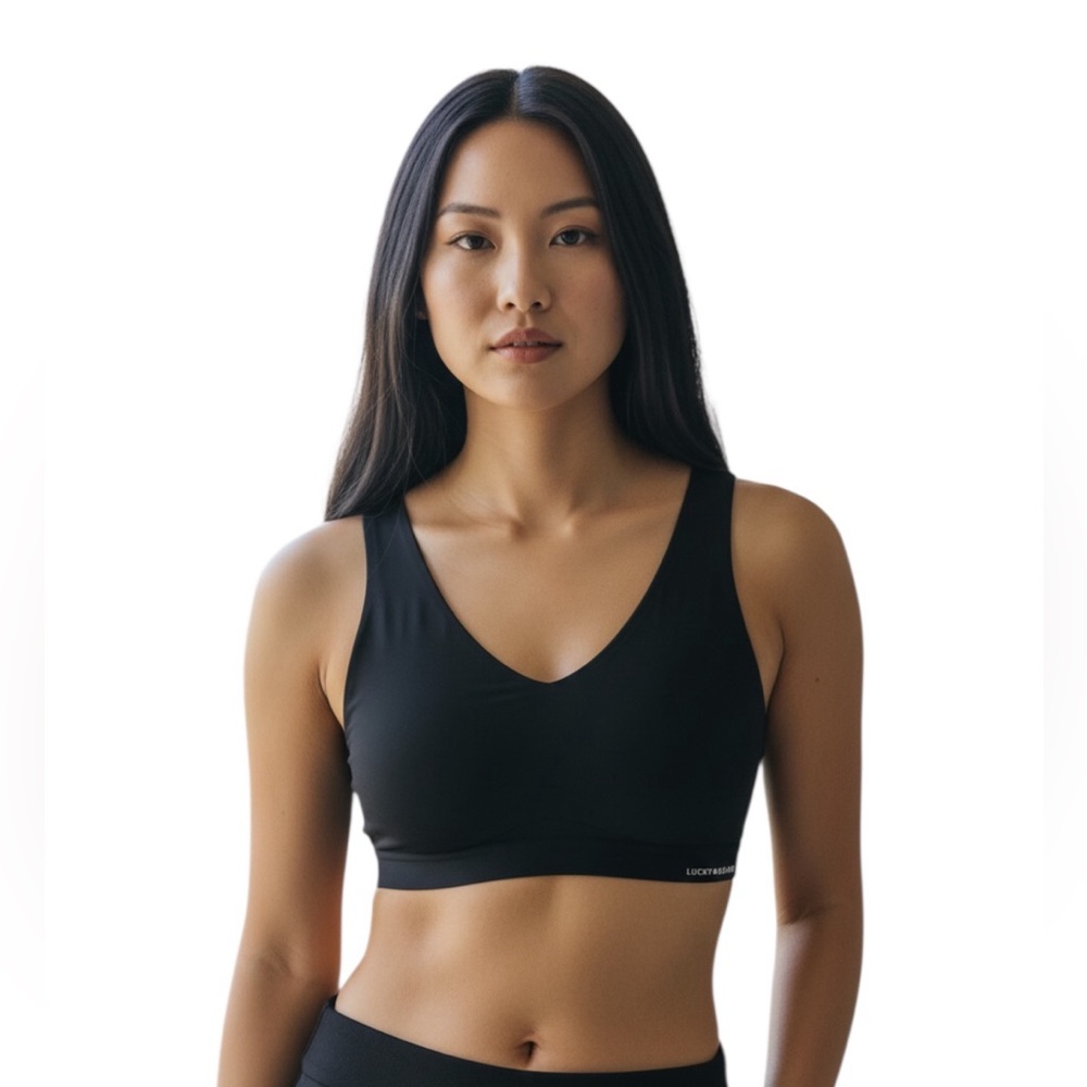 Lucky Brand Seamless Vneck Black Bralette Loungewear L